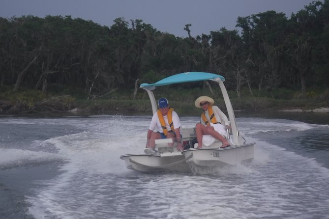 Drive your Own 2 Seat Fun Go Cat Boat on Marco Island - Two Seats, Small Groups, and How the Captain Role Works