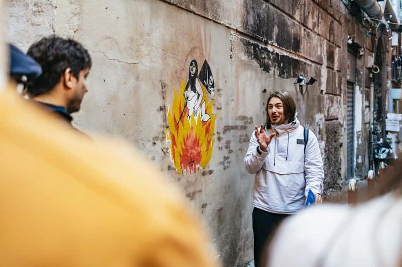 Naples: Spanish Quarters Folk Street Art w/ Sweets Tasting - Maradona at eye level: why the mural matters here