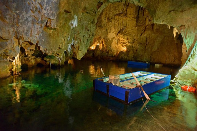 Shore tour of Ravello, Amalfi, Emerald Cave. - Grotta dello Smeraldo: the emerald light effect, rowboats, and Vietri ceramics